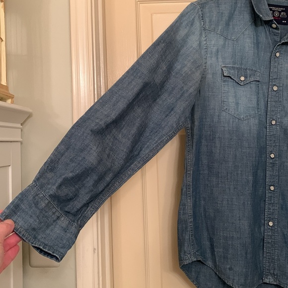 American Eagle Western Snapbuttons 100% Cotton Ombré Vintage Slim size M - Picture 6 of 8
